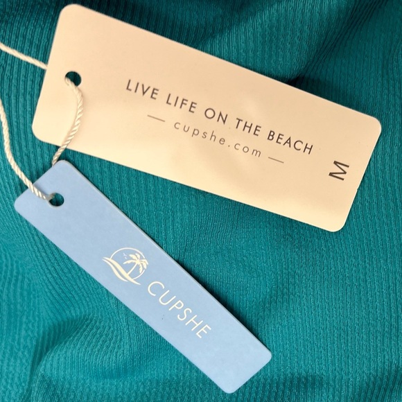 Cupshe NWT size medium turquoise one shoulder swimsuit with cutout - Picture 3 of 6